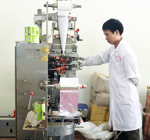 Vận hành đóng gói các sản phẩm trà túi lọc tại Công ty TNHH Nuôi trồng, sản xuất và Chế biến dược liệu Đông Bắc.